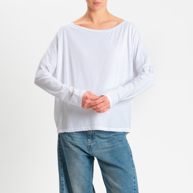 Zeroassoluto-T-shirt over scollo barca in cotone - bianco