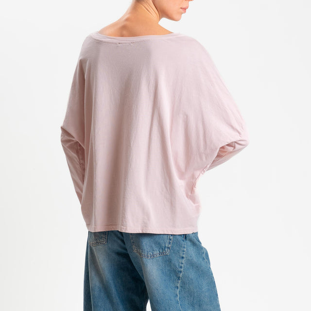 Zeroassoluto-T-shirt over scollo barca in cotone - cipria