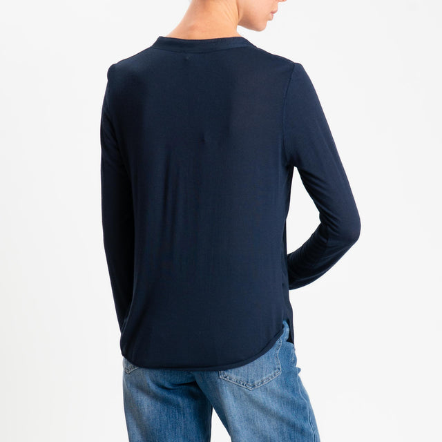 Zeroassoluto-Camicia chester doppio tessuto - blu