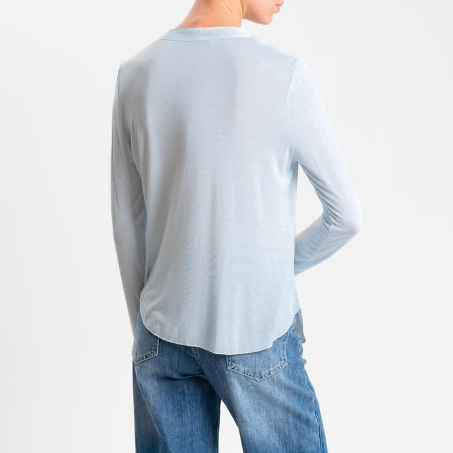 Zeroassoluto-Camicia chester doppio tessuto - cielo