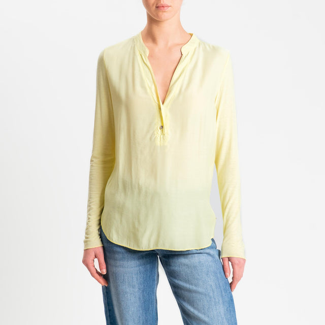 Zeroassoluto-Camicia chester doppio tessuto - mimosa
