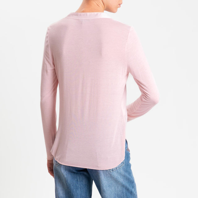 Zeroassoluto-Camicia chester doppio tessuto - pink