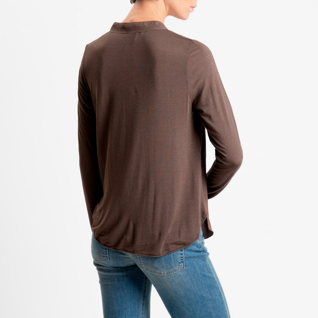 Zeroassoluto-Camicia chester doppio tessuto - choco