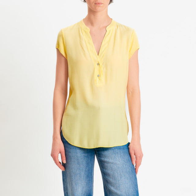 Zeroassoluto-Camicia chester mezza manica doppio tessuto - mimosa