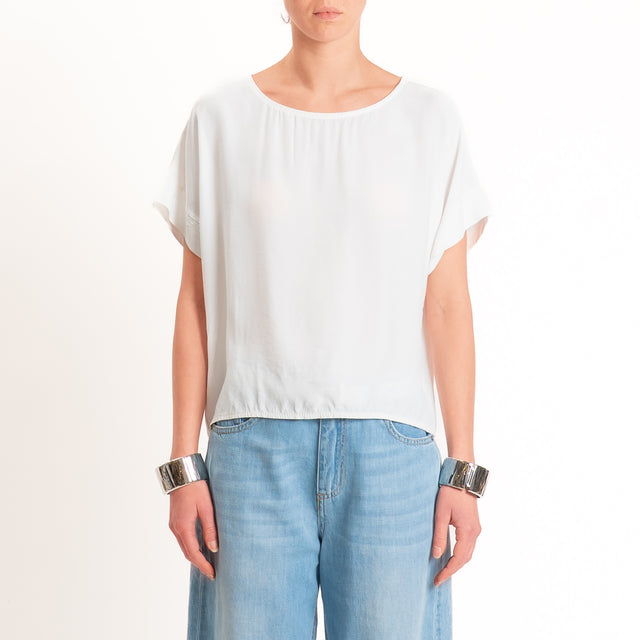 Zeroassoluto-Blusa scatolina 100% viscosa - panna