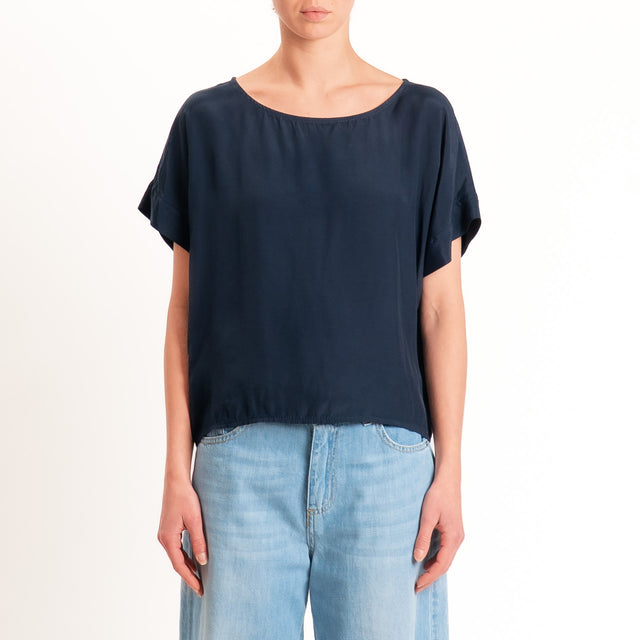 Zeroassoluto-Blusa scatolina 100% viscosa - blu