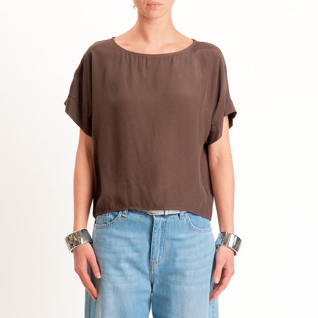 Zeroassoluto-Blusa scatolina 100% viscosa - choco