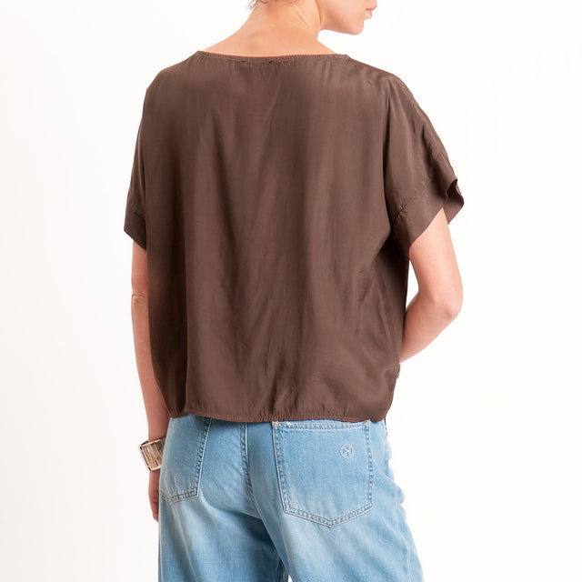 Zeroassoluto-Blusa scatolina 100% viscosa - choco