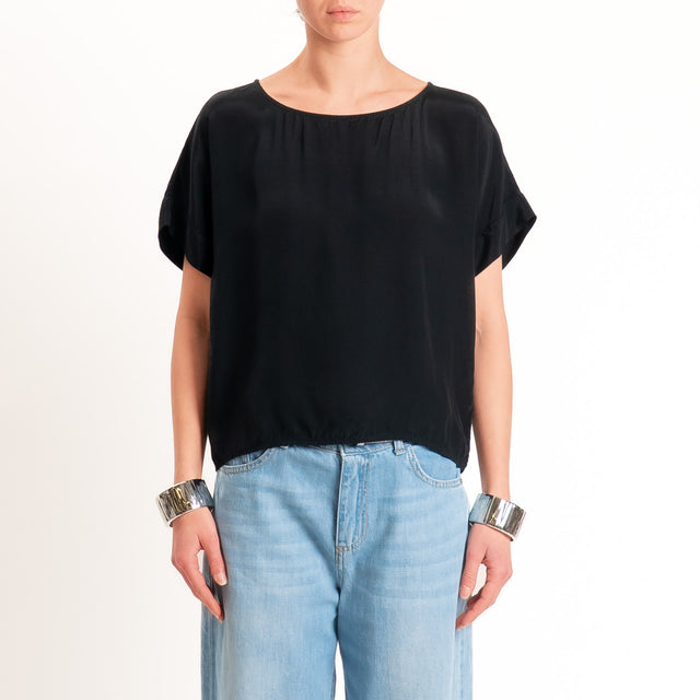 Zeroassoluto-Blusa scatolina 100% viscosa - nero
