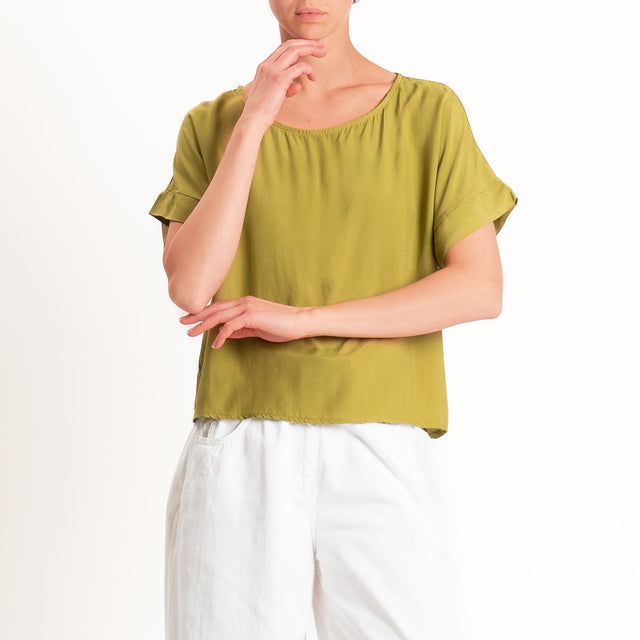 Zeroassoluto-Blusa scatolina 100% viscosa - olive