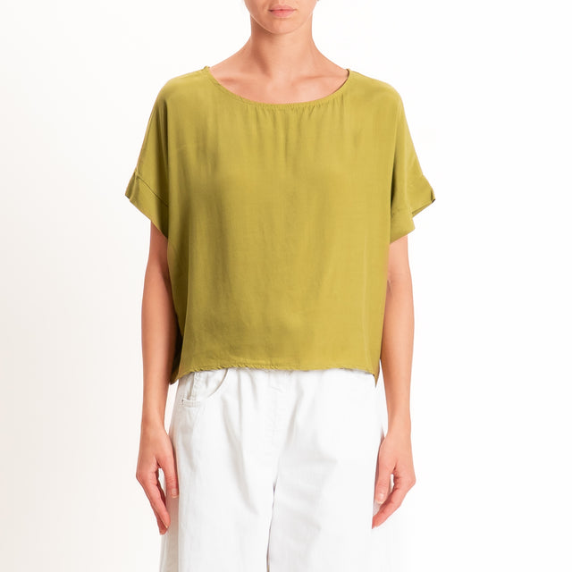 Zeroassoluto-Blusa scatolina 100% viscosa - olive