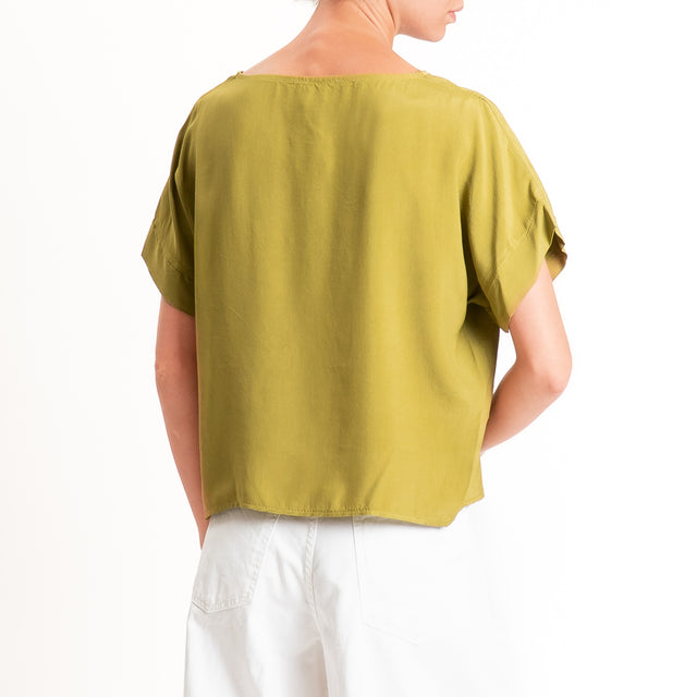 Zeroassoluto-Blusa scatolina 100% viscosa - olive