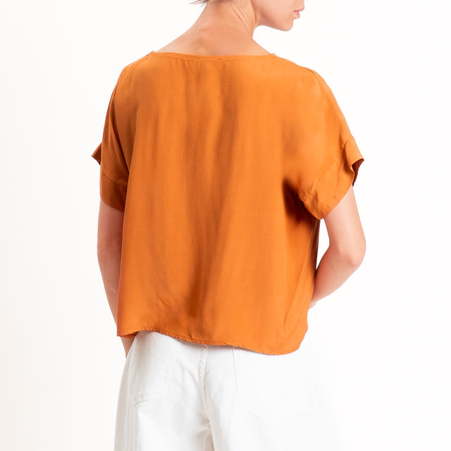 Zeroassoluto-Blusa scatolina 100% viscosa - rust