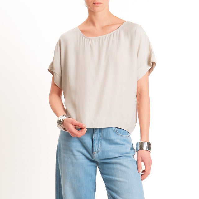 Zeroassoluto-Blusa scatolina 100% viscosa - sand