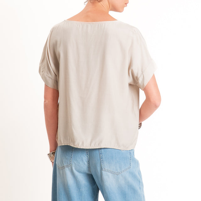 Zeroassoluto-Blusa scatolina 100% viscosa - sand