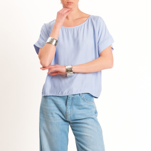 Zeroassoluto-Blusa scatolina 100% viscosa - sky