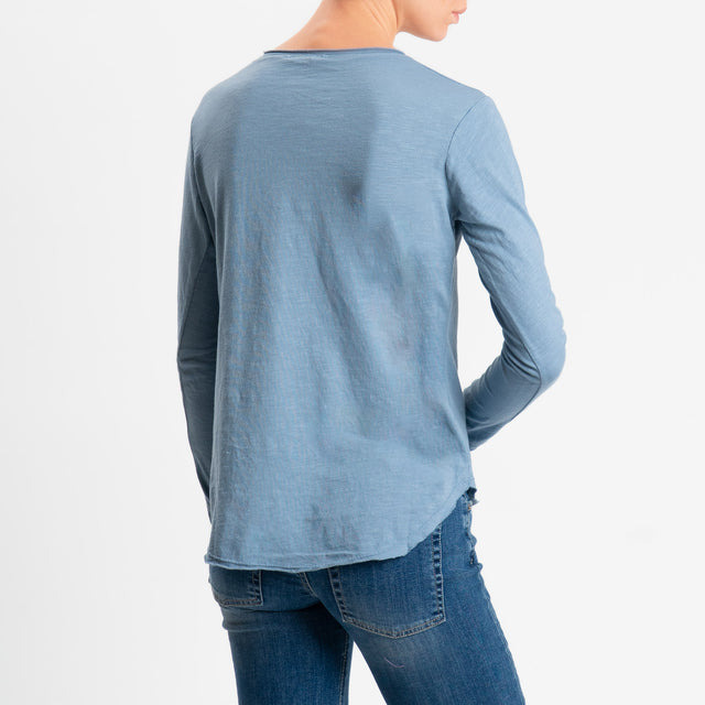 Zeroassoluto-T-shirt girocollo cotone fiammato - jeans