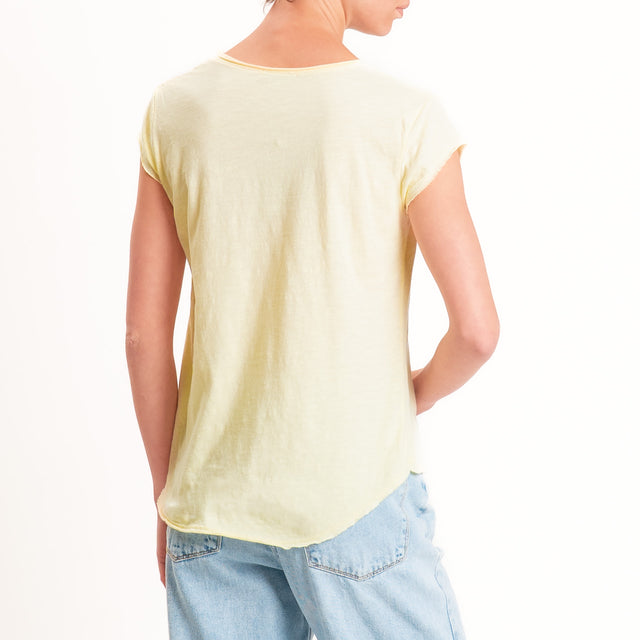 Zeroassoluto-T-shirt mezza manica taglio vivo - yellow