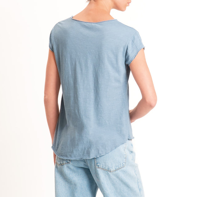Zeroassoluto-T-shirt mezza manica taglio vivo - jeans