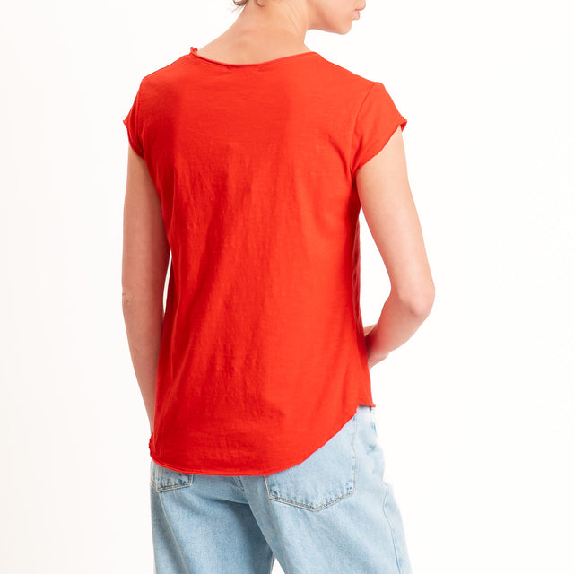 Zeroassoluto-T-shirt mezza manica taglio vivo - lacca