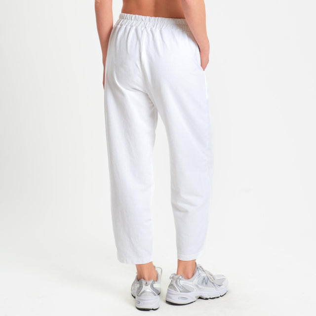 Zeroassoluto-Pantalone mom fit felpa light - bianco