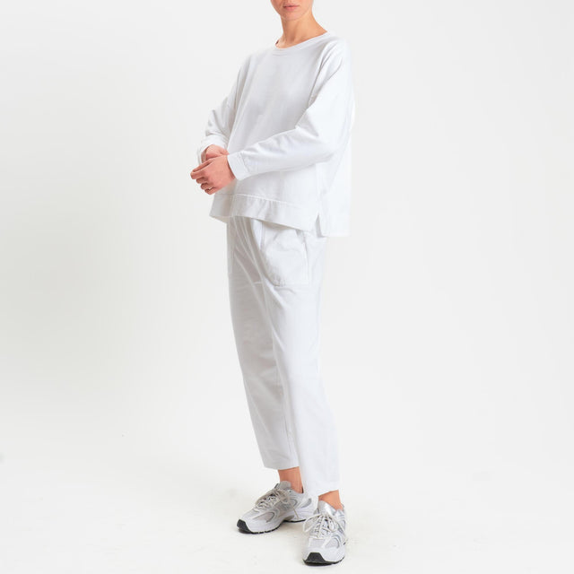 Zeroassoluto-Pantalone mom fit felpa light - bianco