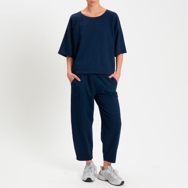 Zeroassoluto-Pantalone mom fit felpa light - blu