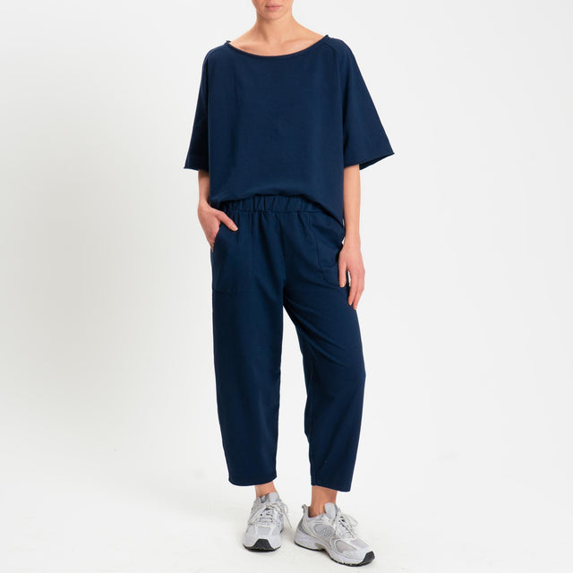 Zeroassoluto-Pantalone mom fit felpa light - blu