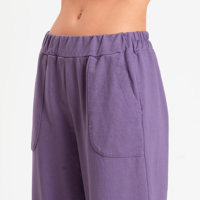 Zeroassoluto-Pantalone mom fit felpa light - lavanda