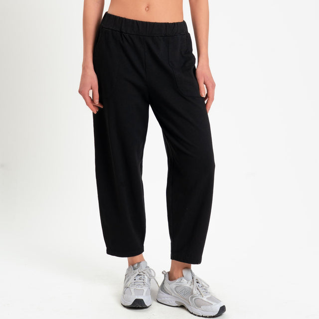 Zeroassoluto-Pantalone mom fit felpa light - nero