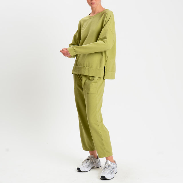 Zeroassoluto-Pantalone mom fit felpa light - pistacchio