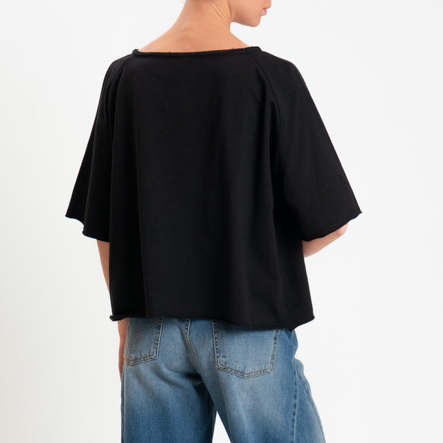 Zeroassoluto-Felpa light taglio vivo manica scesa - nero