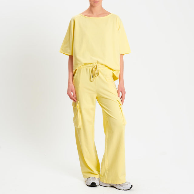 Zeroassoluto-Felpa light taglio vivo manica scesa - yellow