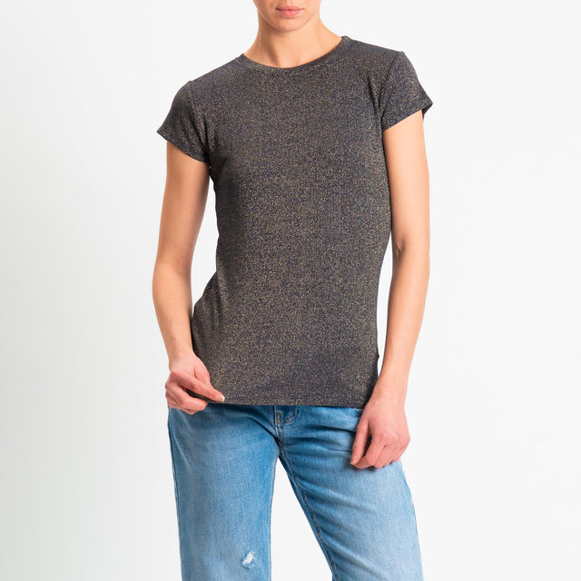 Zeroassoluto-T-shirt lurex a costine - blu