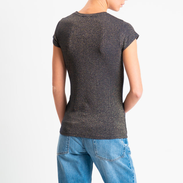 Zeroassoluto-T-shirt lurex a costine - blu