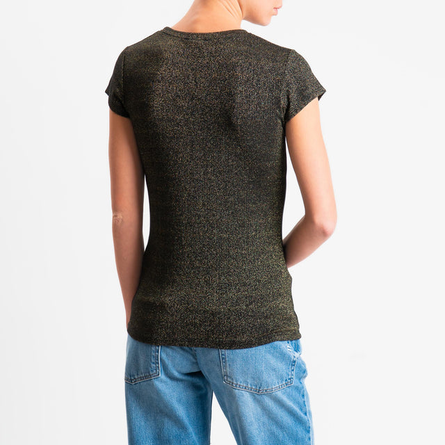 Zeroassoluto-T-shirt lurex a costine - nero