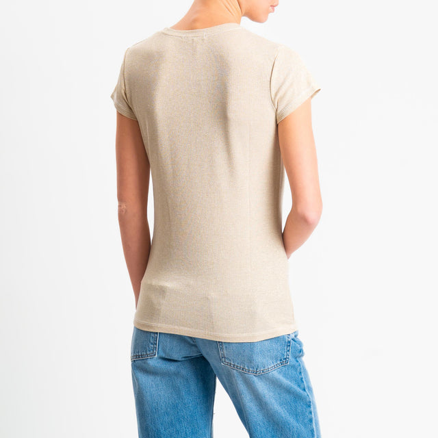 Zeroassoluto-T-shirt lurex a costine - oro