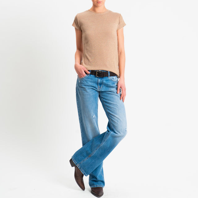 Zeroassoluto-T-shirt lurex a costine - rosa