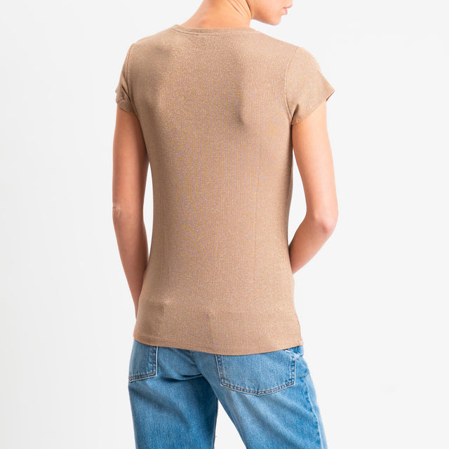 Zeroassoluto-T-shirt lurex a costine - rosa
