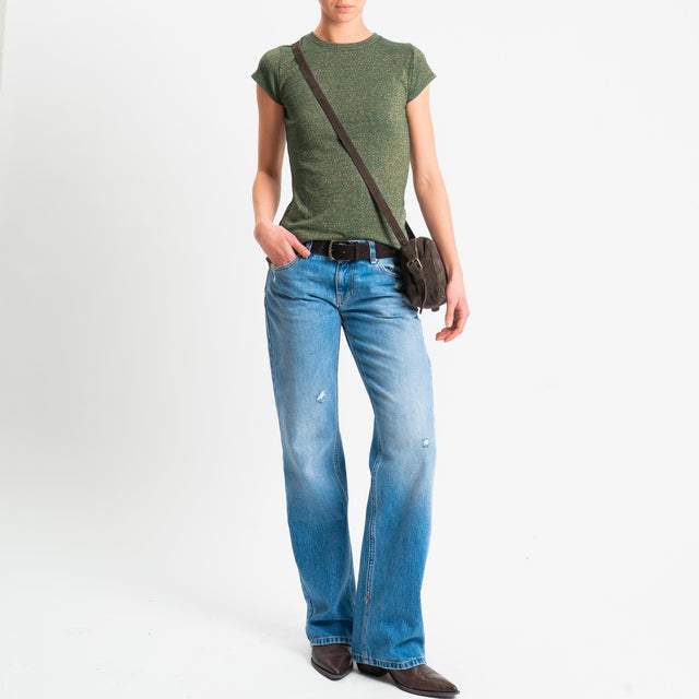 Zeroassoluto-T-shirt lurex a costine - verde bottiglia