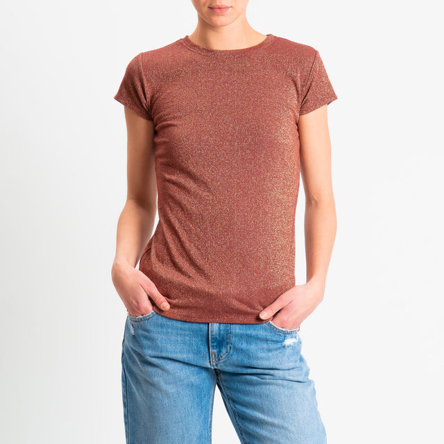 Zeroassoluto-T-shirt lurex a costine - vino