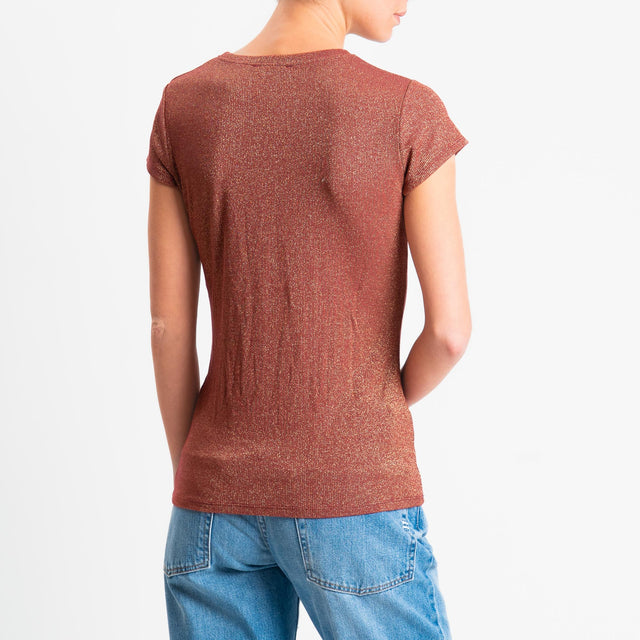 Zeroassoluto-T-shirt lurex a costine - vino