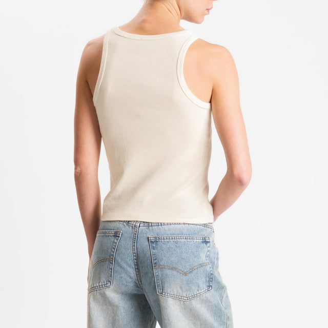 Zeroassoluto-Top a costine scollo americana cotone elasticizzato - burro