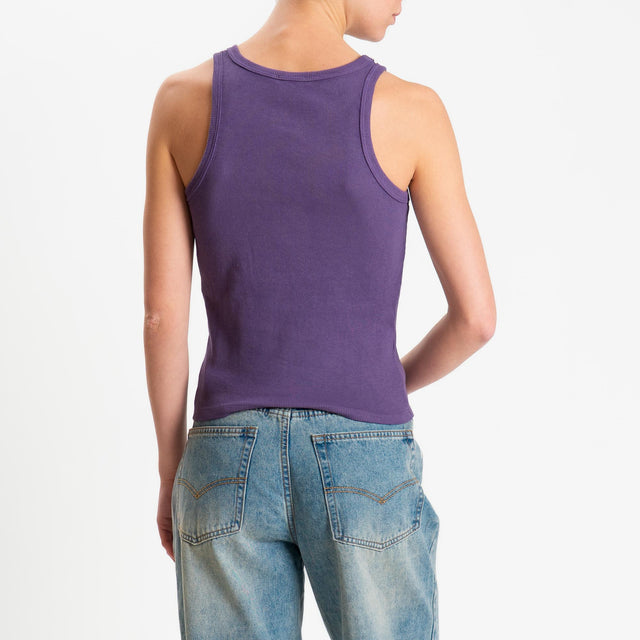 Zeroassoluto-Top a costine scollo americana cotone elasticizzato - purple