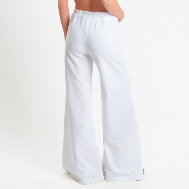 Zeroassoluto-Pantalone bootcut fit felpa light - bianco