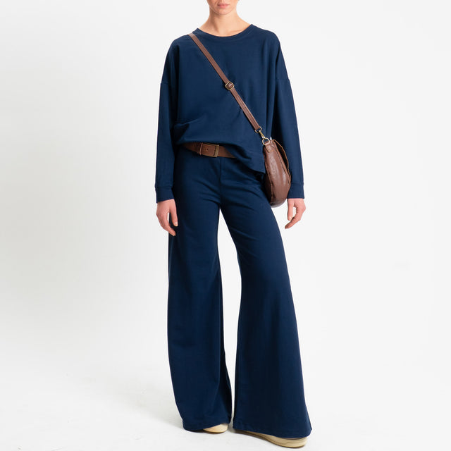 Zeroassoluto-Pantalone bootcut fit felpa light - Blu