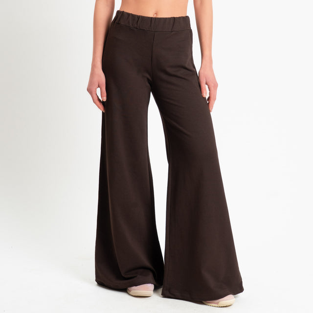 Zeroassoluto-Pantalone bootcut fit felpa light - choco