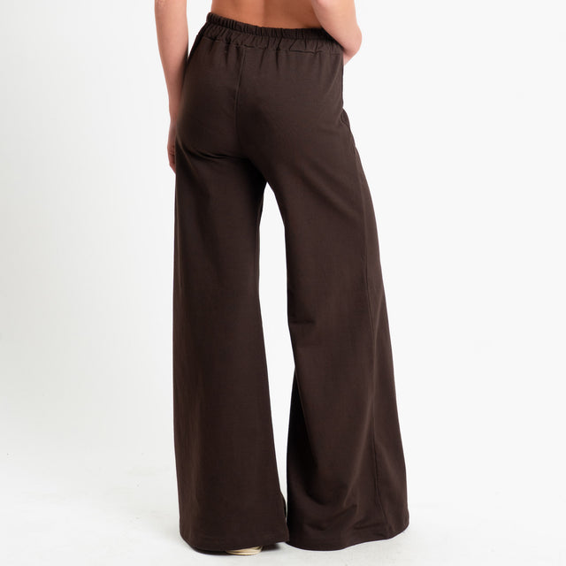 Zeroassoluto-Pantalone bootcut fit felpa light - choco