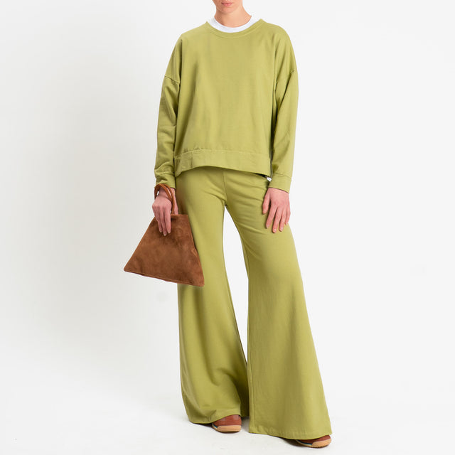 Zeroassoluto-Pantalone bootcut fit felpa light - pistacchio