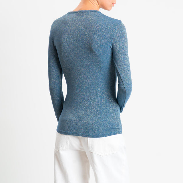 Zeroassoluto-T-shirt scollo v con lurex - avio